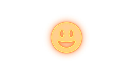 Face grin wide icon brown color glowing neon on transparent background