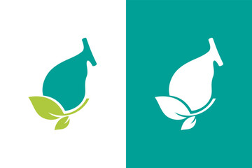 Gallbladder logo combination. Natural gallbladder and leaves logotype design template.