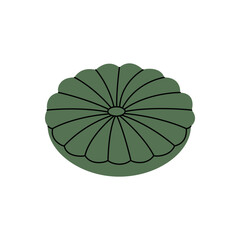 Circle pillow. Comfortable fluffy pillow. Vector illustration.