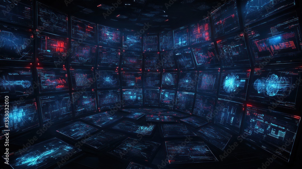 Aufkleber immersive data visualization: a futuristic tech interface