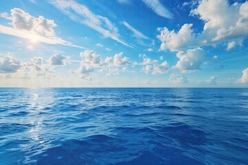 Obraz premium Vibrant Sky Blue Ocean Background Perfect for Nautical Themes and Graphic Design