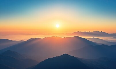 Fototapeta premium Majestic Sunrise Over Mountain Ranges