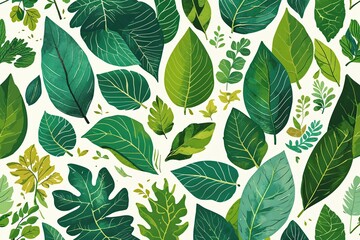 Fototapeta premium Sustainable Poster Design Showcasing Nature with Leaf Patterns and Hand-Drawn Artwork