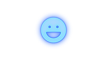 Face laugh icon blue color glowing neon on transparent background