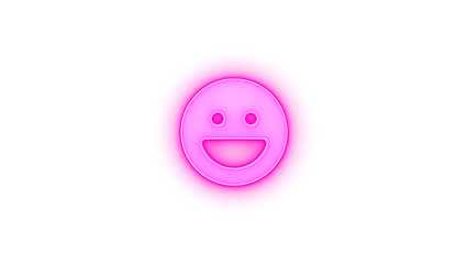 Face laugh icon pink color glowing neon on transparent background