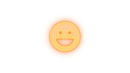 Face laugh icon brown color glowing neon on transparent background