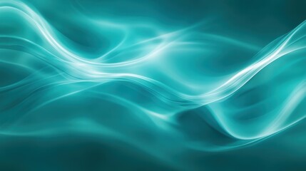 Obraz premium futuristic abstract blue tech background with digital waves particles artificial neural network cyber computing, Abstract blue teal data technology BG.