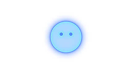 Face meh blank icon blue color glowing neon on transparent background