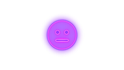 Face meh icon purple color glowing neon on transparent background