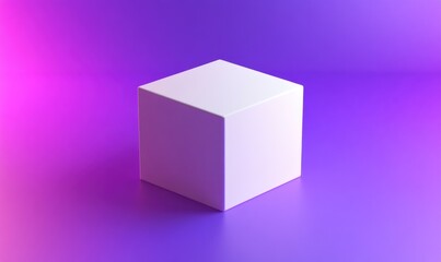 A white box is sitting on a purple background