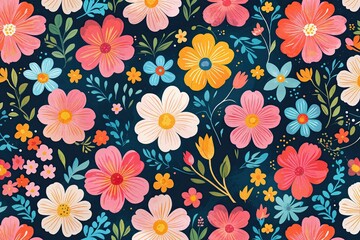 Fototapeta premium Vibrant Floral Background with Cheerful Abstract Design for Spring Celebrations