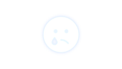 Face sad tear icon white color glowing neon on transparent background