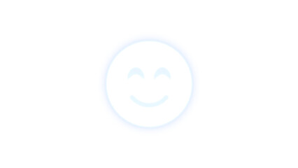 Face smile beam icon white color glowing neon on transparent background