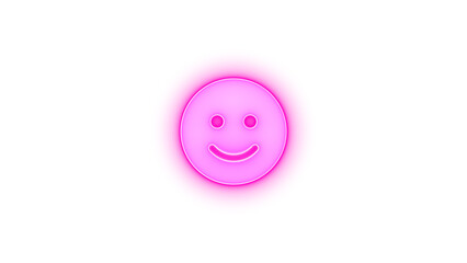 Face smile icon pink color glowing neon on black background