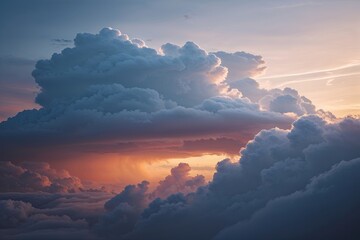 Ethereal Twilight Clouds Embracing Warmth at Dusk Horizon