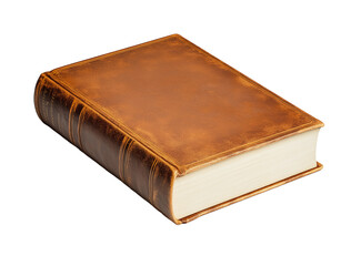 Obraz premium Thick Antique Book with Brown Leather Cover and Beige Pages Isolated on transparent