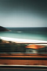 Blurred Coastal View from a Moving Train, Creative and clean background image
