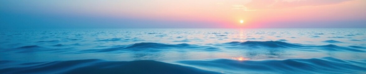 Obraz premium Soft blue gradient background resembling a calm ocean at sunset, sunset, water