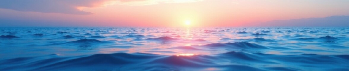 Obraz premium Soft blue gradient background resembling a calm ocean at sunset, gentle hue, clouds