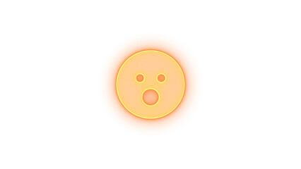 Face surprise icon brown color glowing neon on transparent background