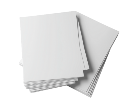 Stack of Blank Papers Ready for Printing or Writing Isolated on transparent