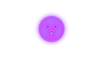 Face surprise icon purple color glowing neon on transparent background
