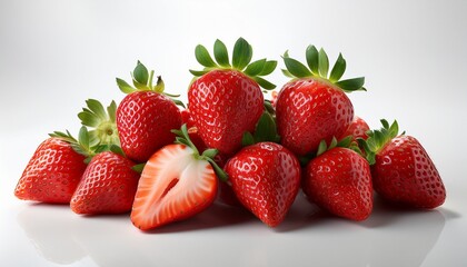 Bunch of Strawberries on the table with white background