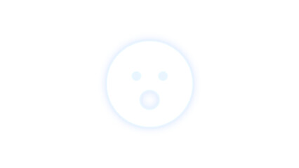 Face surprise icon white color glowing neon on transparent background