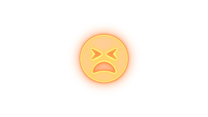 Face tired icon brown color glowing neon on transparent background