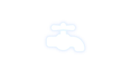 Faucet icon white color glowing neon on transparent background