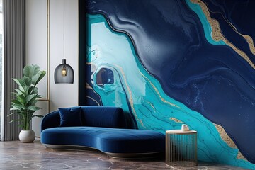 Navy Blue and Glossy Turquoise 3D Surface Design Model