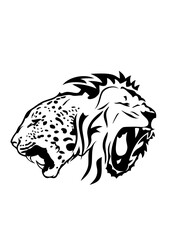 lion tigre tribal tete sauvage rugit.
