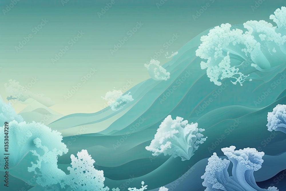 Poster serene seafoam gradient background in minimalist vector art design