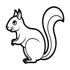 Cartoon squirrel holding a nut on a white background, cute and funny illustration of a wild rodent