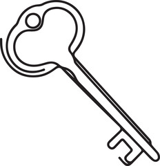 Key continuous line art drawing black vector
