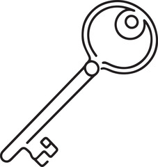 Key continuous line art drawing black vector