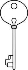 Key continuous line art drawing black vector