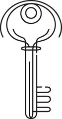 Key continuous line art drawing black vector