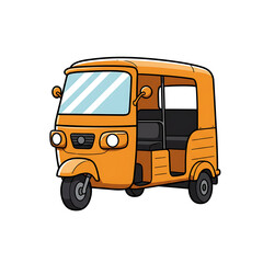 cartoon auto rickshaw isolated