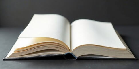 Fototapeta premium White open book with blank pages stacked on top of each other , paper, space