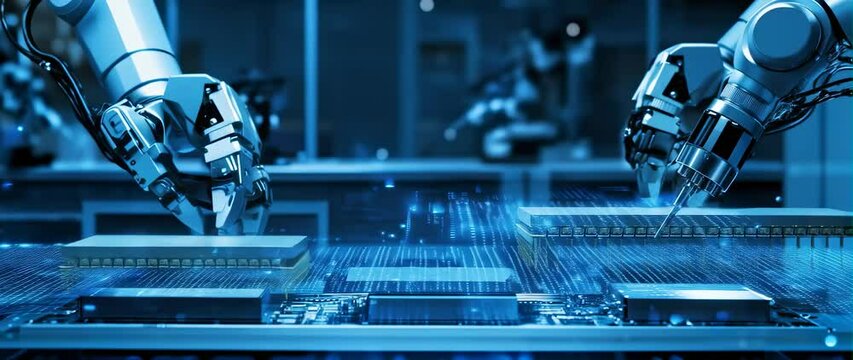 Anamorphic video of Animation of microelectronics production, Semiconductor production