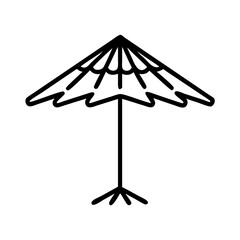 Bamboo beach umbrella outline icon, isolated vector illustration