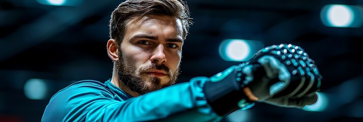 Focused Goalkeeper in Teal Uniform