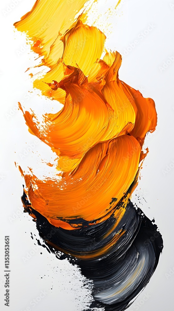 Poster striking yellow and black paint with bold brush strokes creating an expressive and dynamic visual ex