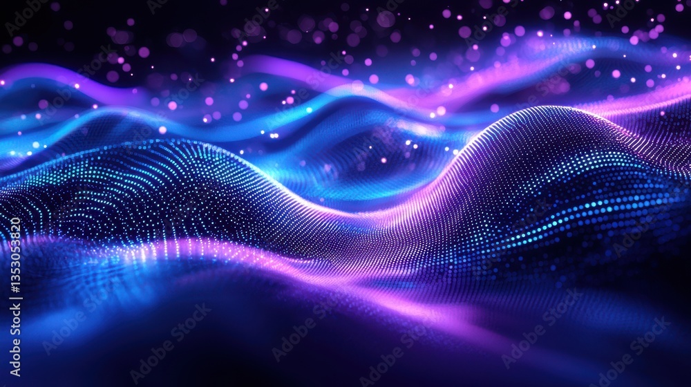 Aufkleber dynamic abstract background with flowing light waves in shades of blue and purple, featuring a futur