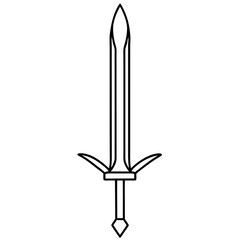 Medieval Sword Line Art Drawing