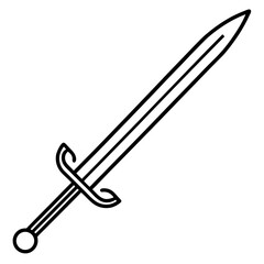 Medieval Sword Line Art Drawing