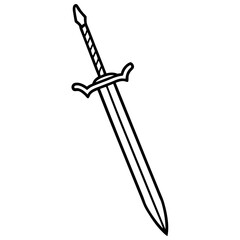 Medieval Sword Line Art Drawing