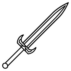 Medieval Sword Line Art Drawing