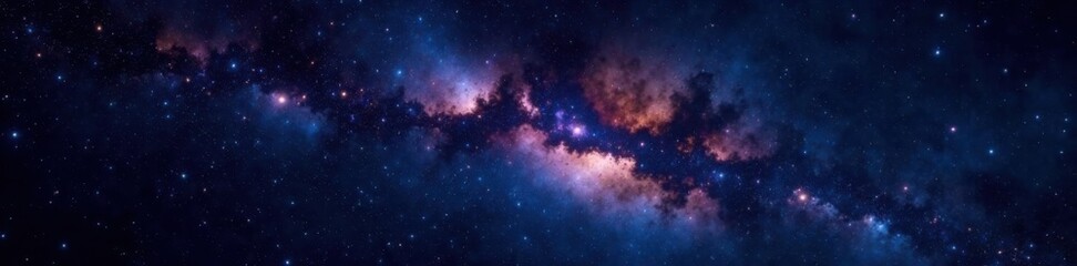 Fototapeta premium A vast starry background with numerous small and large stars shining brightly against the blackness of space, celestial, galaxy